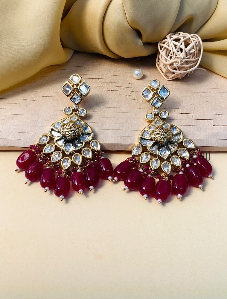 Twinkling Gold Plated Kundan American Diamond Earrings