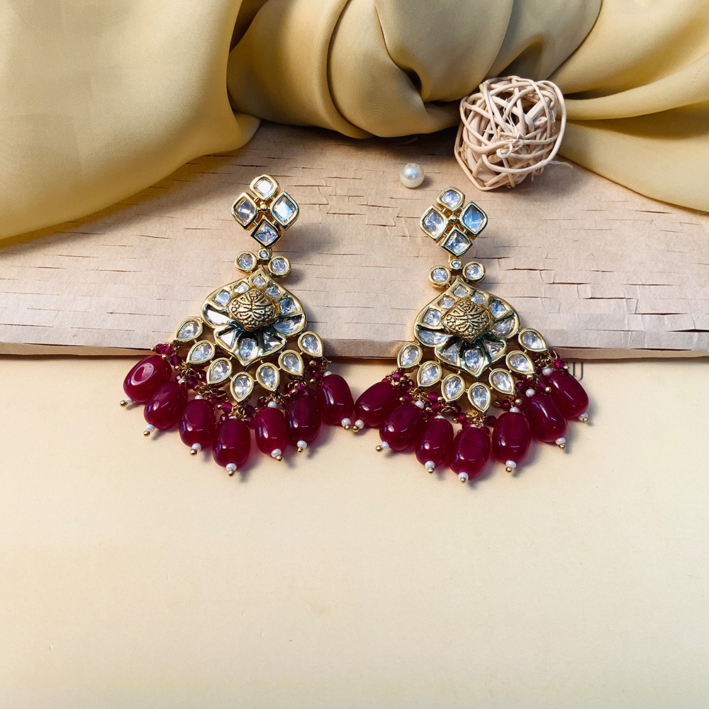 Twinkling Gold Plated Kundan American Diamond Earrings