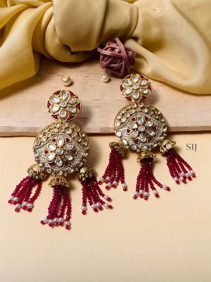 Elegant Gold Plated Kundan American Diamond Earrings