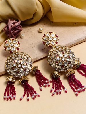 Elegant Gold Plated Kundan American Diamond Earrings