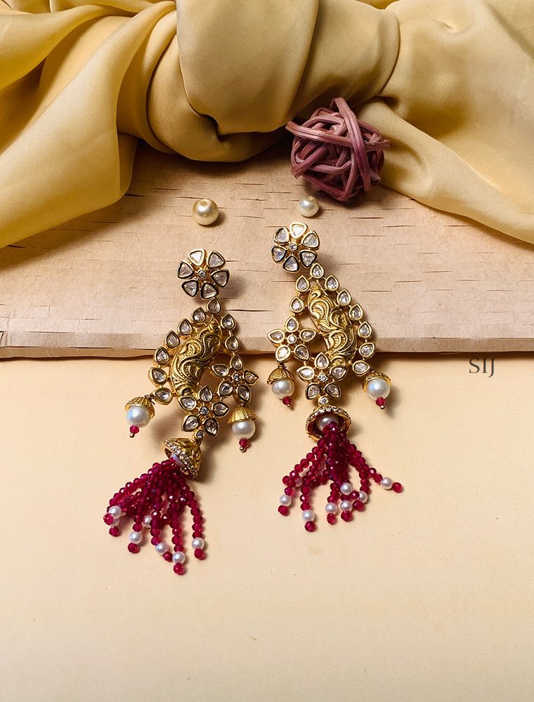 Twinkling Gold Plated Kundan American Diamond Earrings