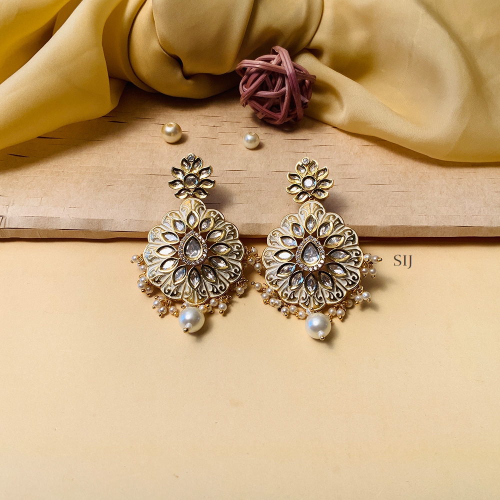 Stunning Gold Plated Kundan American Diamond Earrings