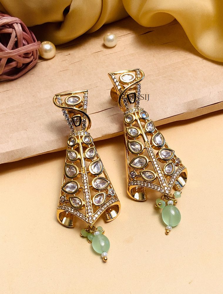 Twinkling Gold Plated Kundan AD Stones Jhumkas