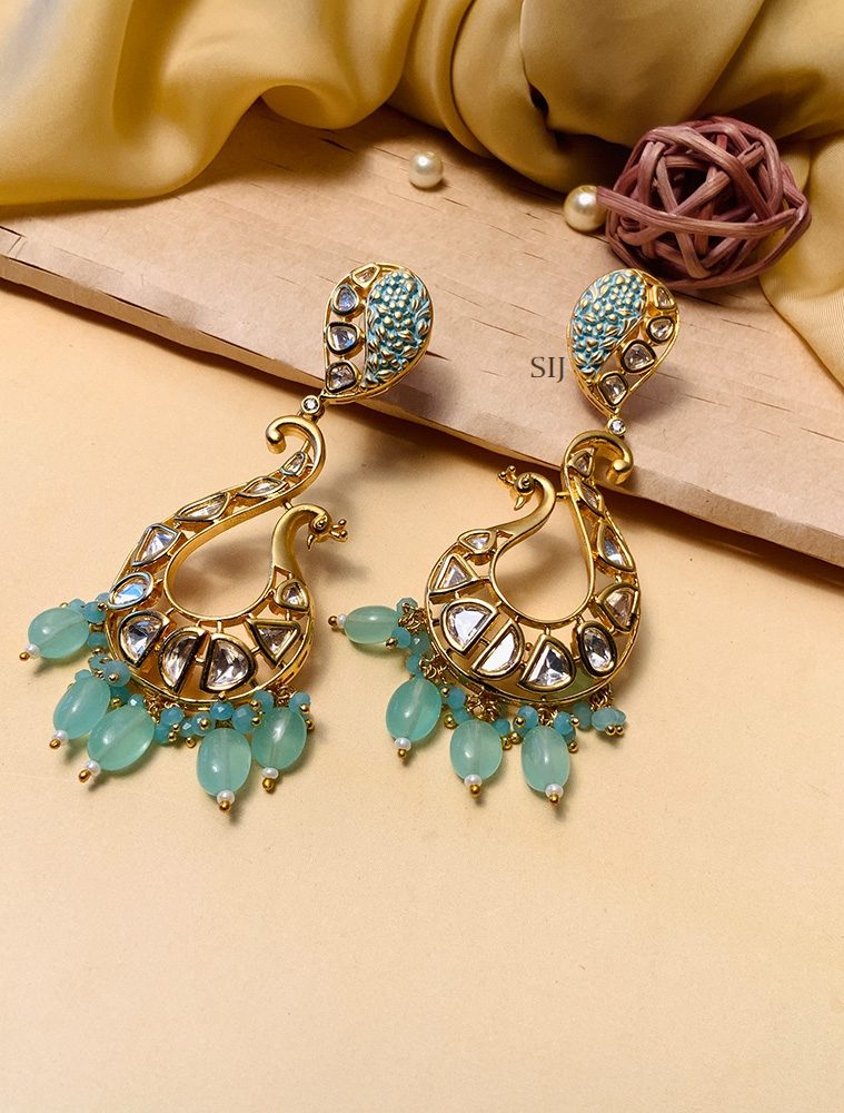 Beautiful Peacock Kundan AD Stones Earrings