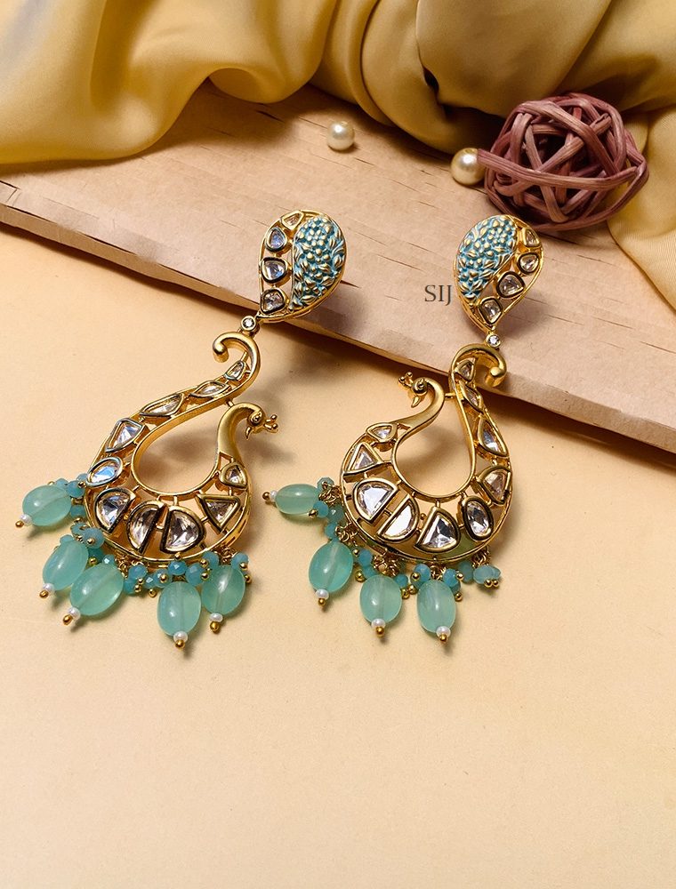 Beautiful Peacock Kundan AD Stones Earrings