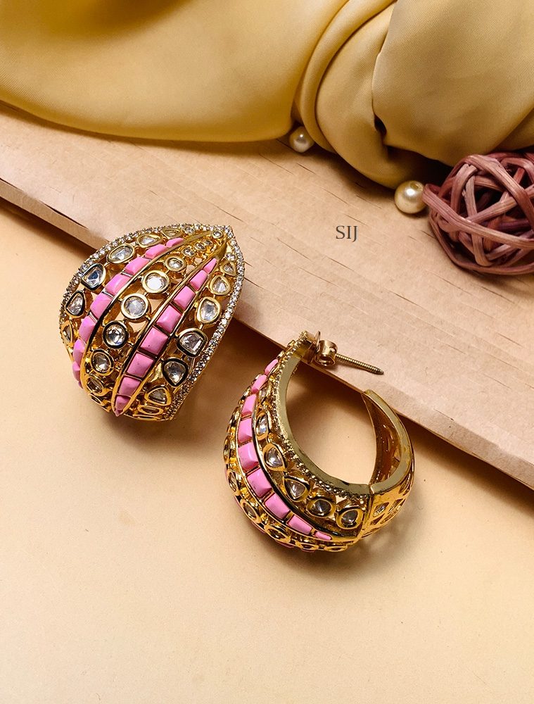 Attractive Gold Plated Kundan AD Stones Earrings