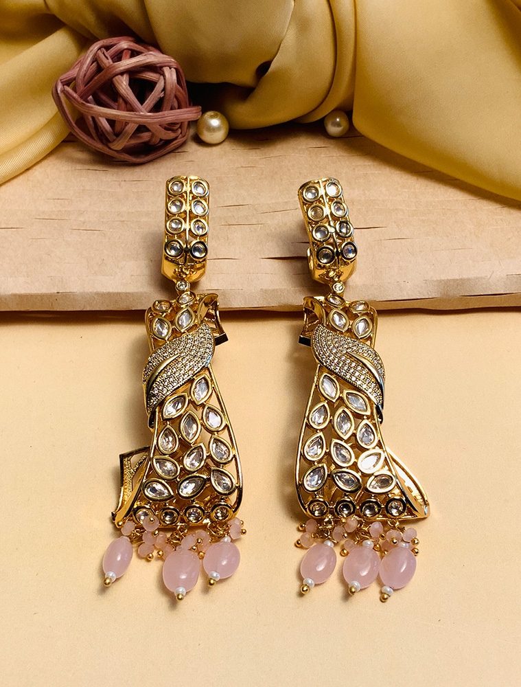 Beautiful Gold Plated Kundan AD Earrings