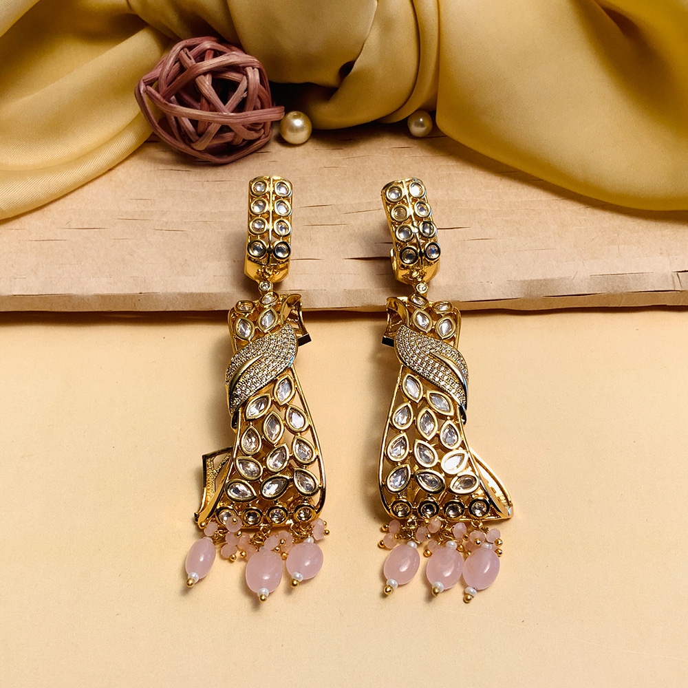 Beautiful Gold Plated Kundan AD Earrings