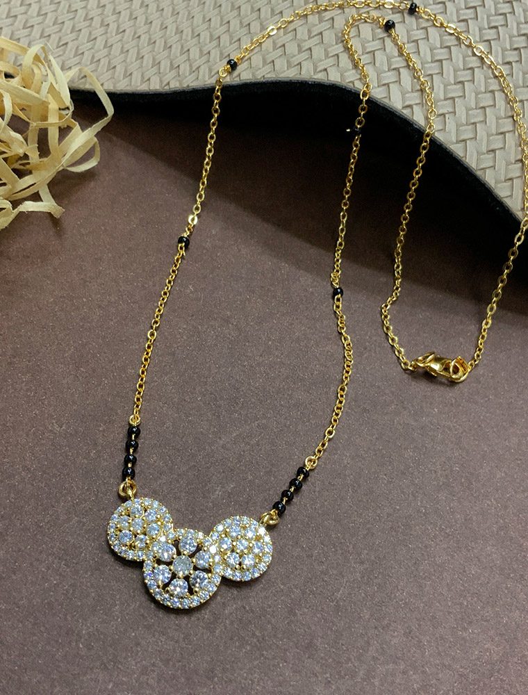 Gorgeous Gold Plated Solitaire Diamond Mangalsutra