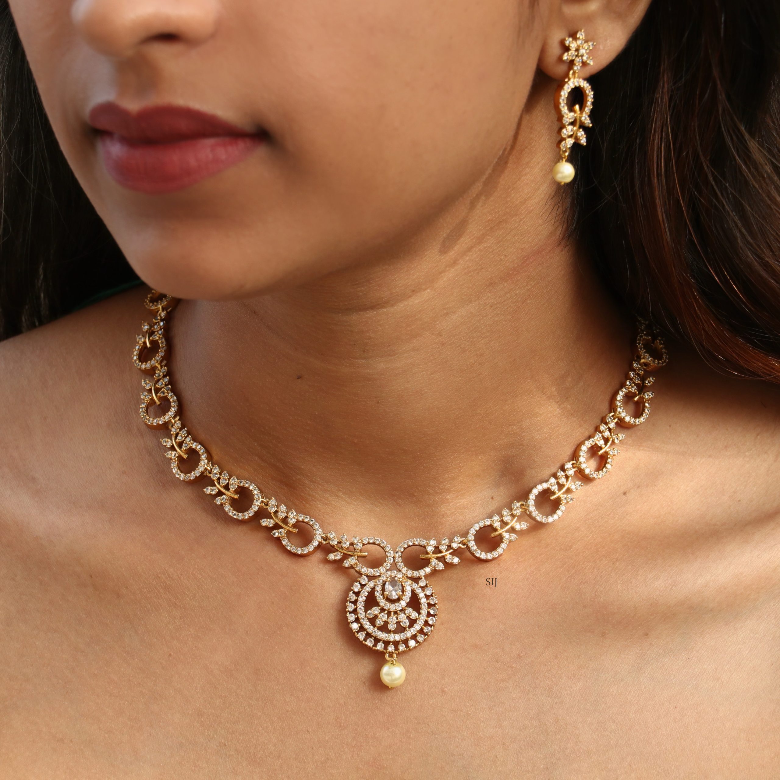 Allure Gold Finish AD Stone Necklace