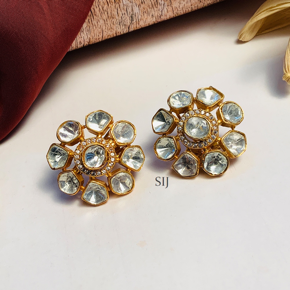 Allure Gold Plated Polki Stone Earring