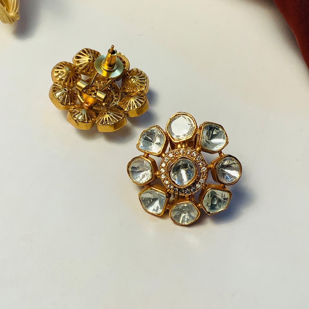 Allure Gold Plated Polki Stone Earring