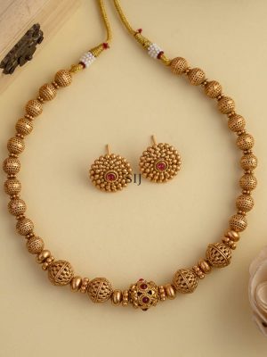 Artificial Gold Beaded Mala Set