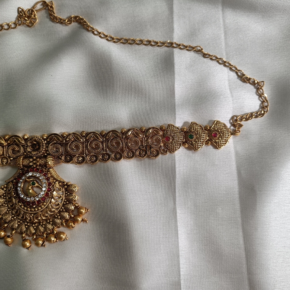 Attractive Gold Finish Peacock Hip Chain