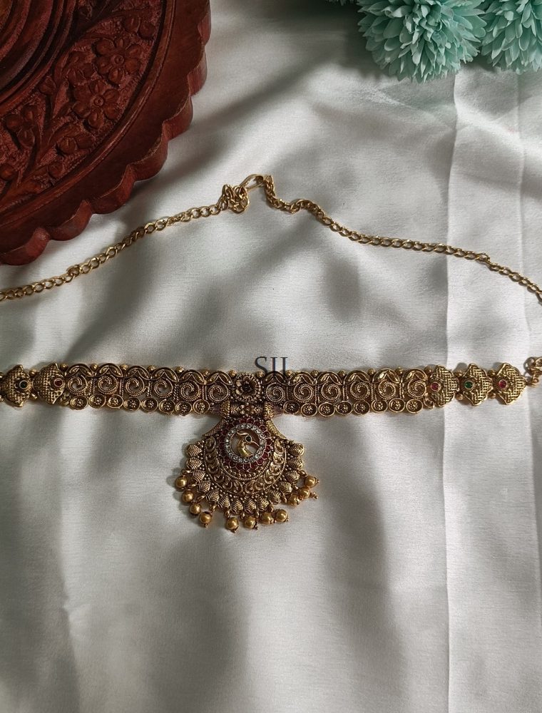 Attractive Gold Finish Peacock Hip Chain