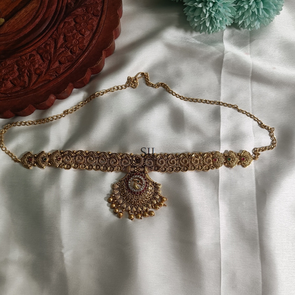 Attractive Gold Finish Peacock Hip Chain