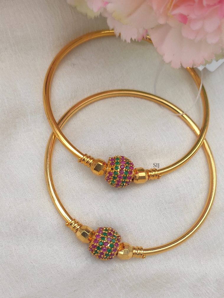 Beautiful Stone Gold Plated Ball Bangle