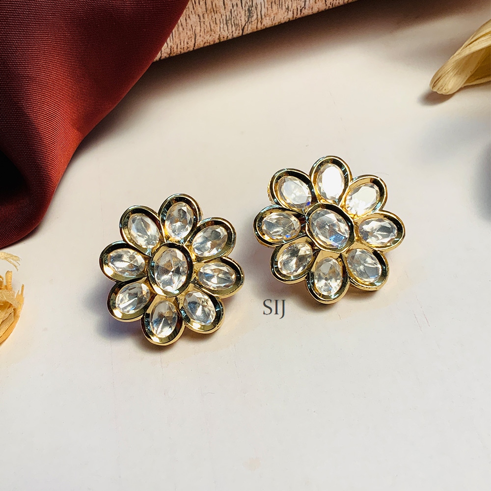 Beautiful Stone Gold Plated Stud Earring