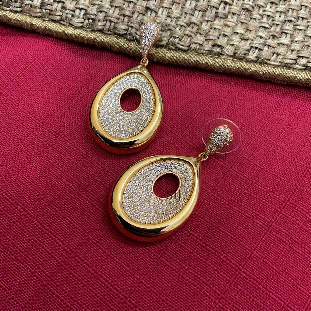 Cute Rose Gold American Stone Diamond Earrings