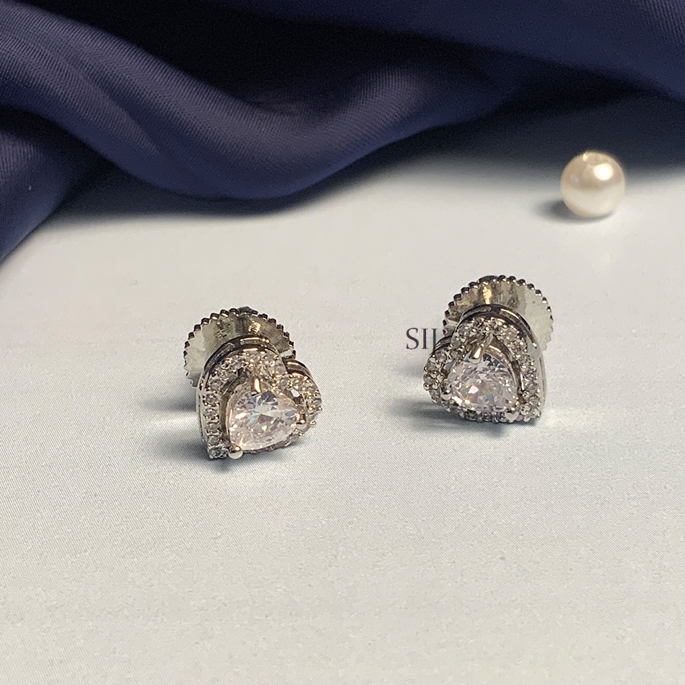 Cute Silver Plated Stone Stud