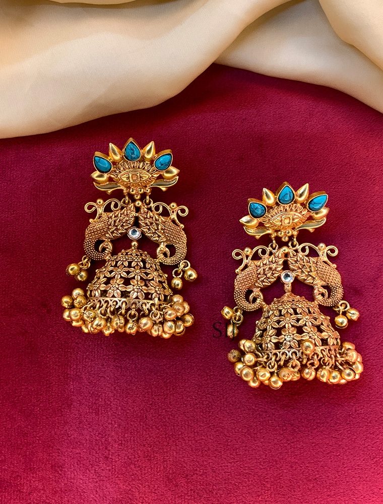 Dazzling Matt Finish Gold Plated Antique Earring