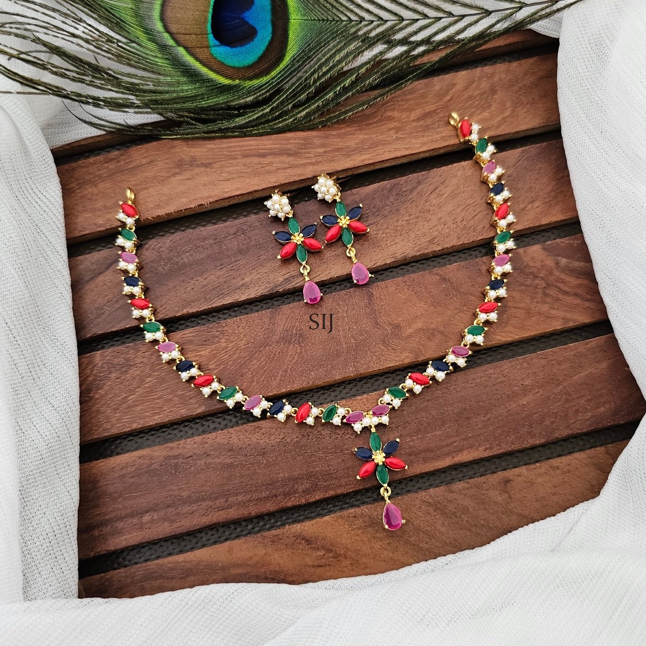 Dazzling Multi Color Stone Necklace