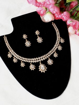 Gorgeous Zoha Gold Finish AD Stone Necklace