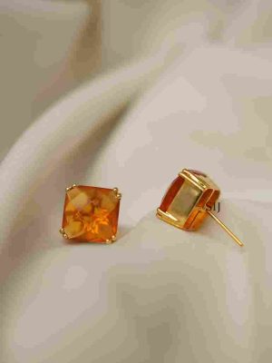 Elegant Orange Zircon Ear Stud