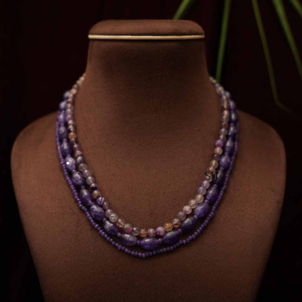 Elite Layered Purple Beaded Chain - South India Jewels
