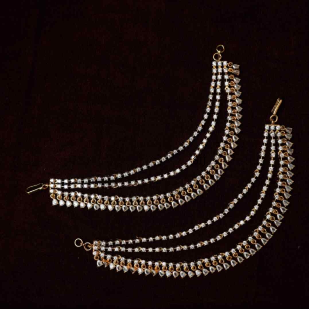 Matt Finish Zircon Ear Chain - South India Jewels