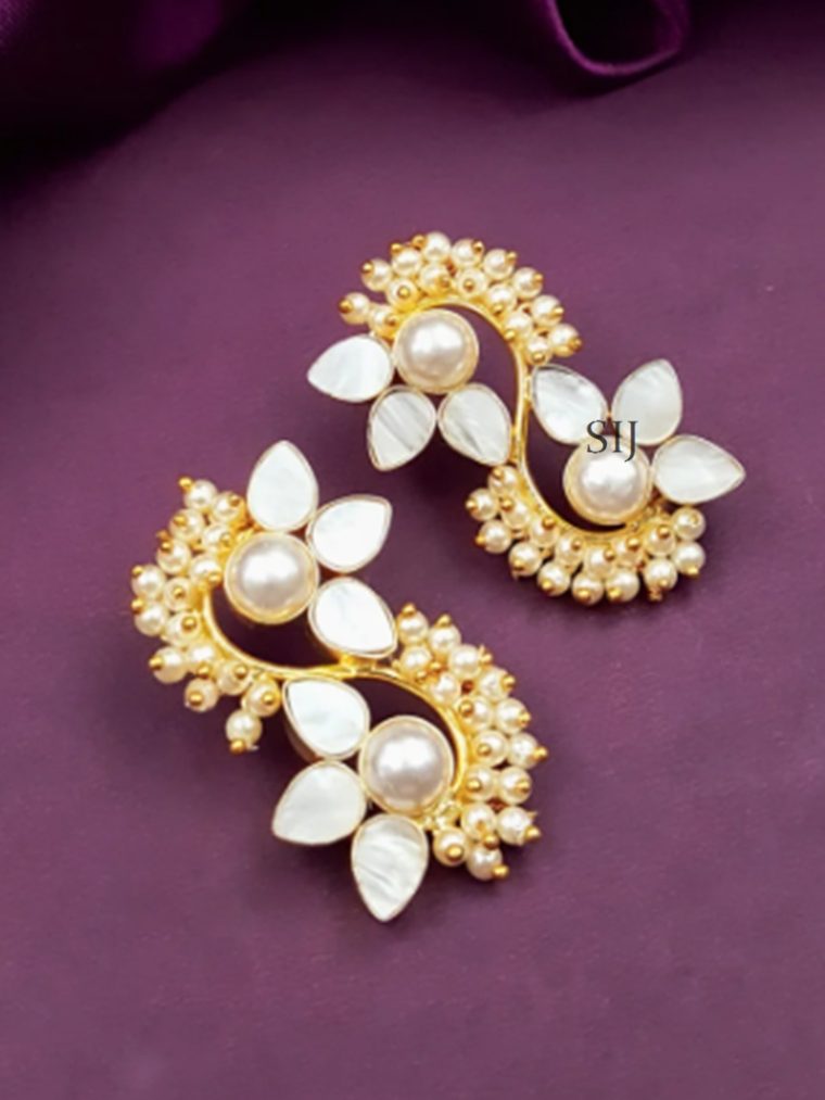 Imitation Pearl Stone Flower Earrings