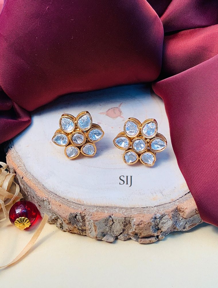 Marvelous Gold Plated Polki Stud Earring