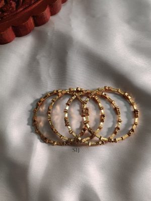 Premium Gold Finish Stone Bangles