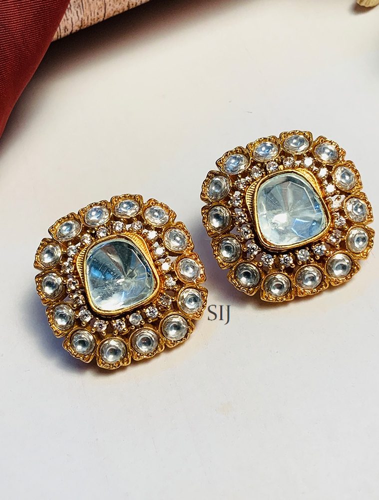 Princess Polki Gold Plated Stone Earring