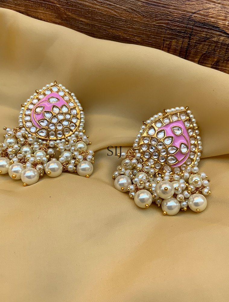 Sparkling Gold Plated Kundan Stone Earring (2)