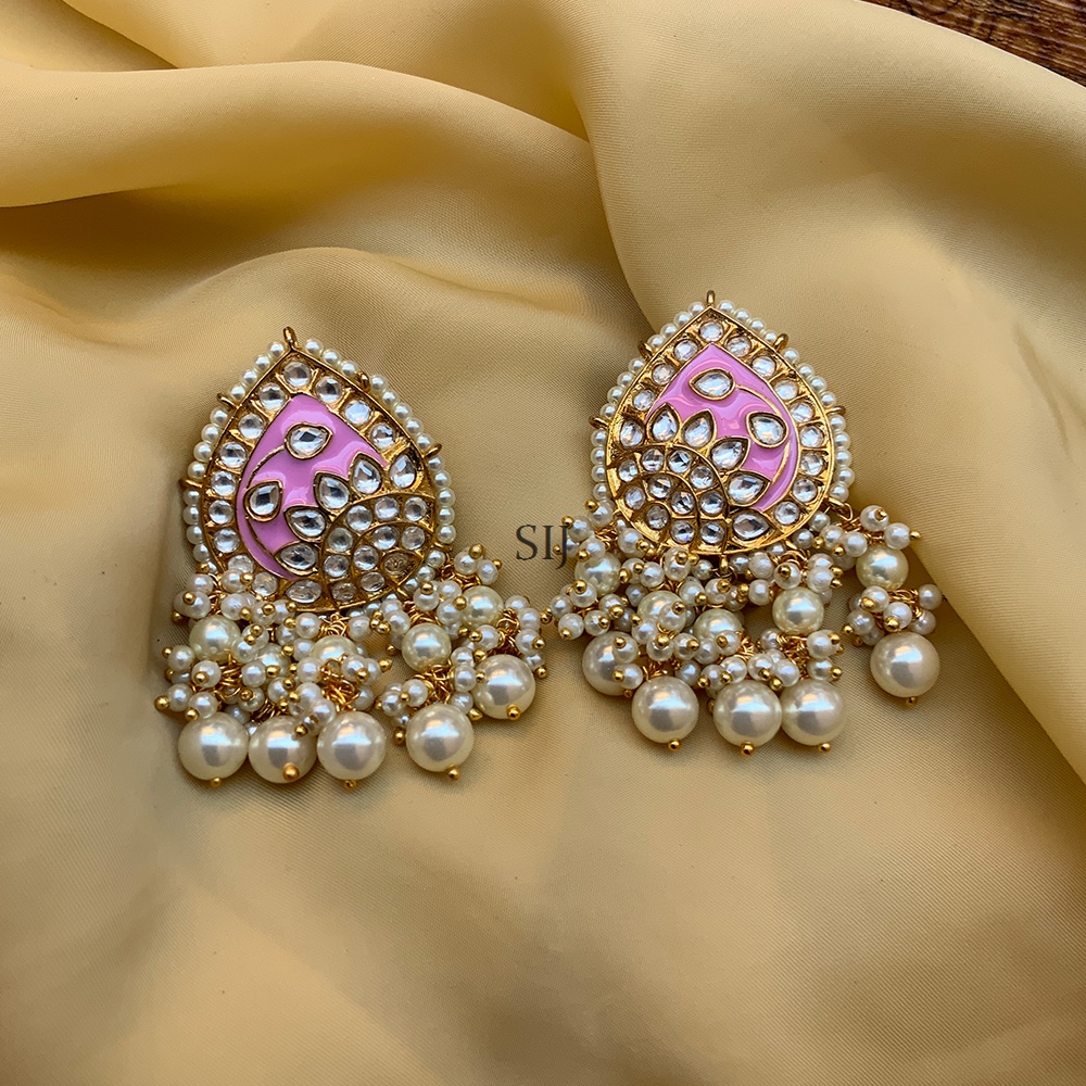 Sparkling Gold Plated Kundan Stone Earring (2)