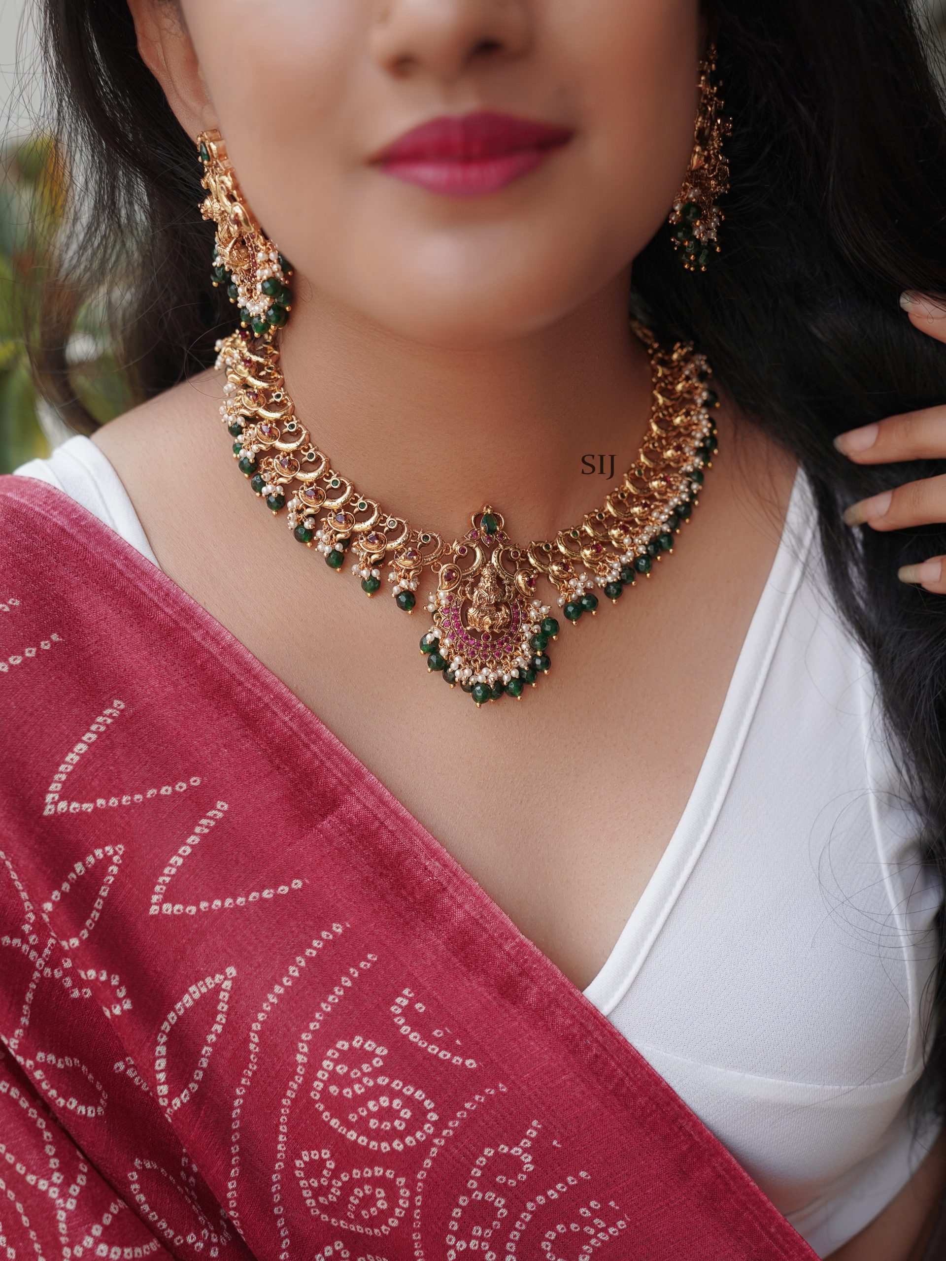 Traditional Peacock Design Lakshmi Pendant Necklace