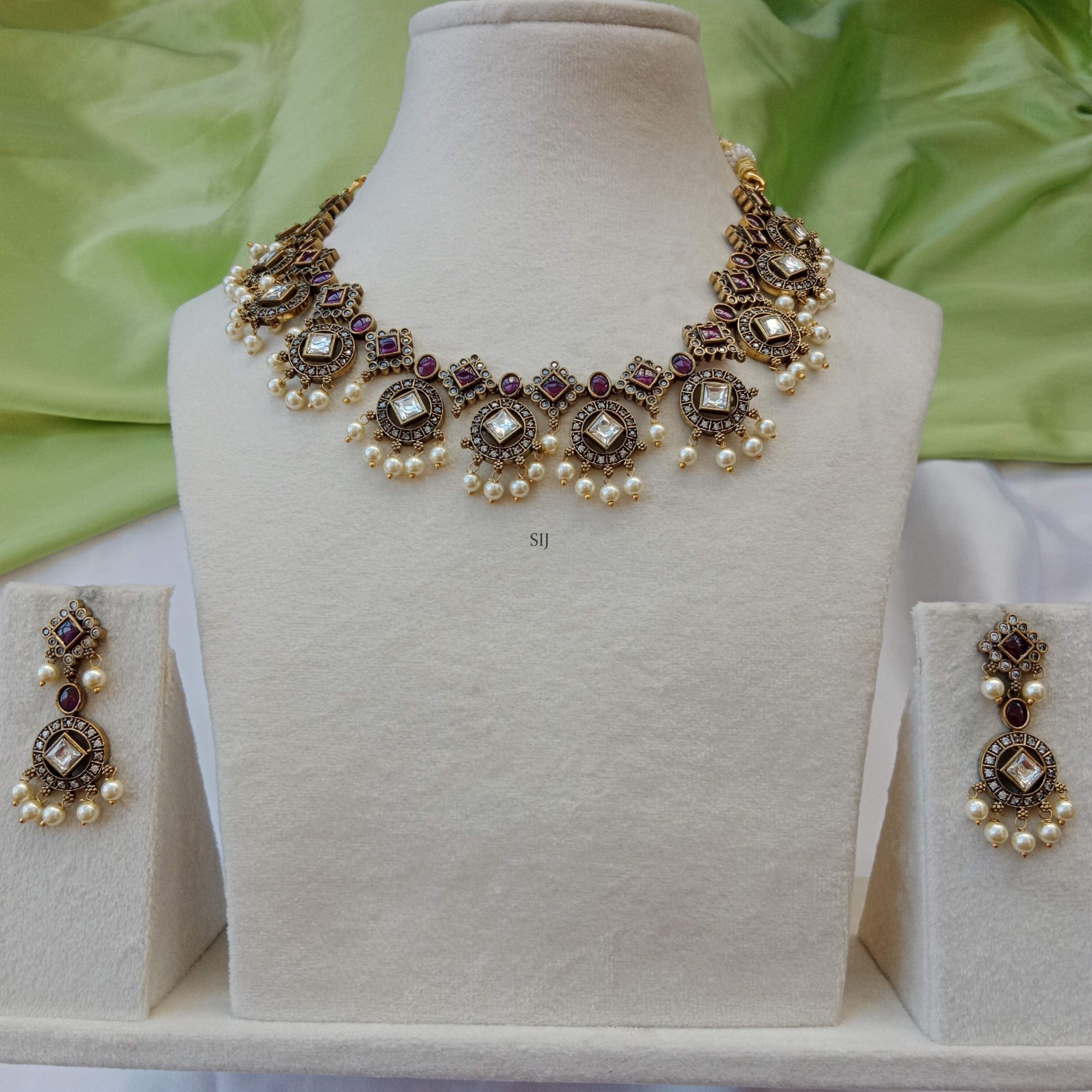 Traditional Victorian Ruby Guttapusalu Necklace
