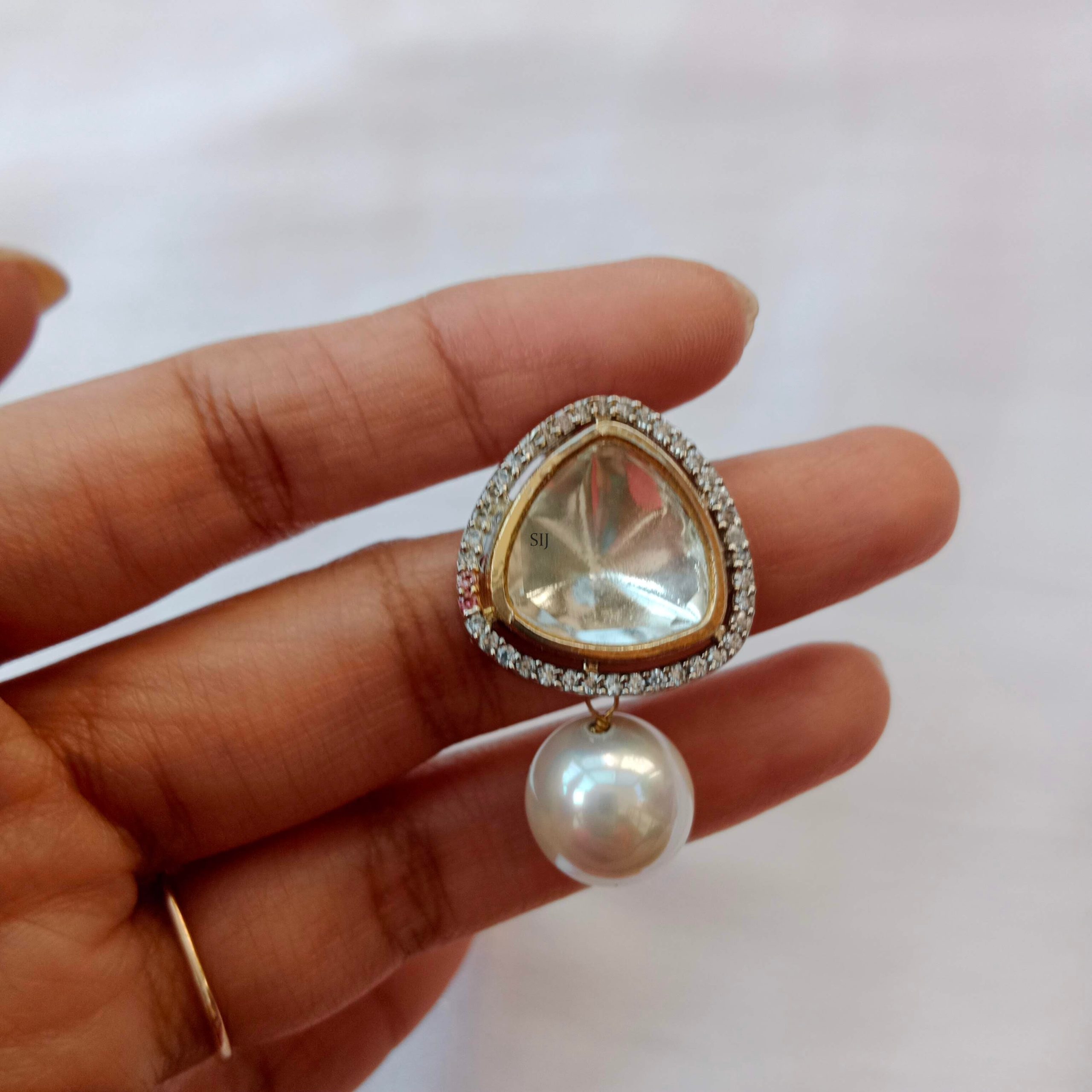 Unique Polki With Pearl Drop Earrings