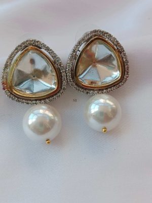 Unique Polki With Pearl Drop Earrings