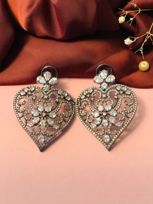Unique Silver Plated American Diamond Earring