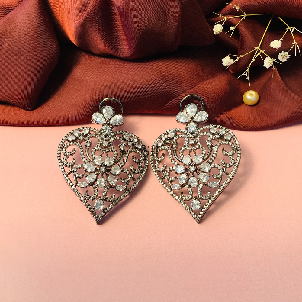 Unique Silver Plated American Diamond Earring