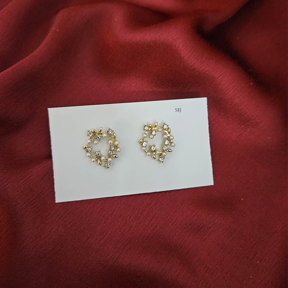 Artificial Pearl and CZ Stone Ear Studs