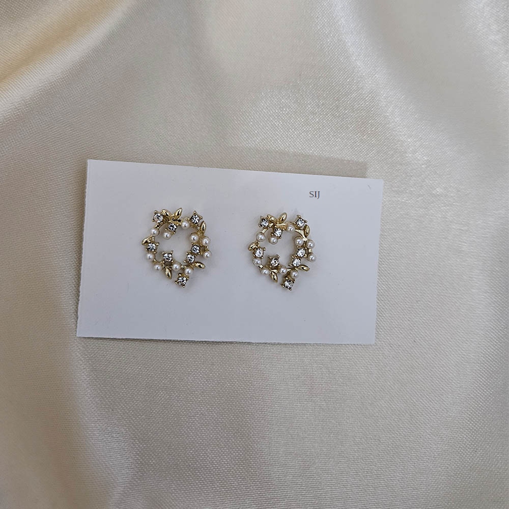 Artificial Pearl and CZ Stone Ear Studs