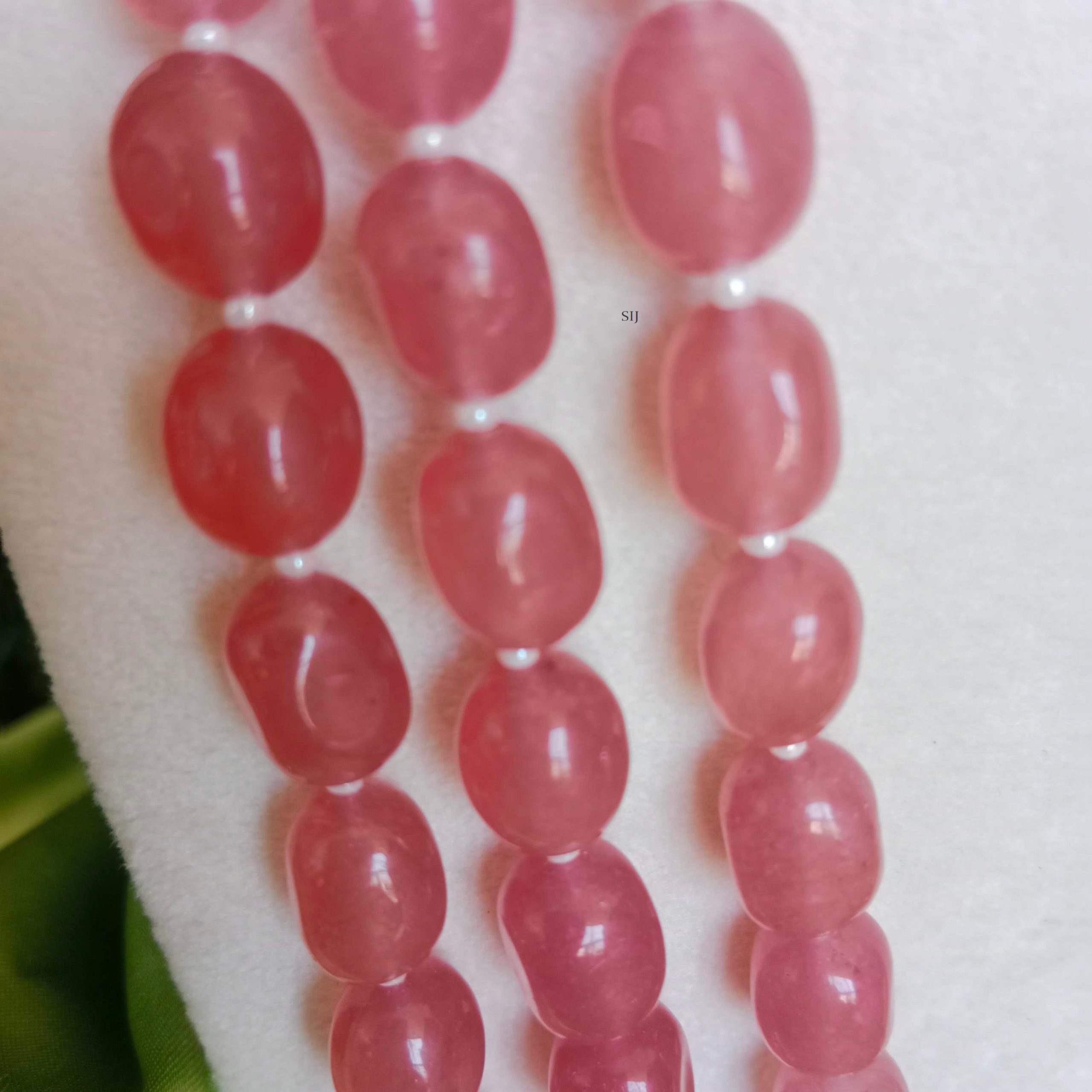 Traditional Three Layers Light Pink Beads Necklace