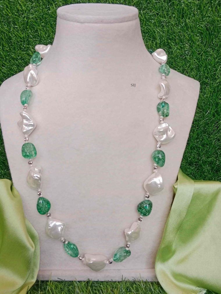 Imitation Green Bead and Pearls Necklace