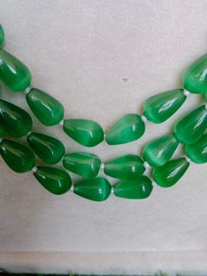 Three Layers Green Beads Necklace