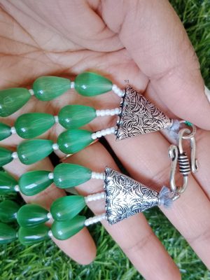 Three Layers Green Beads Necklace