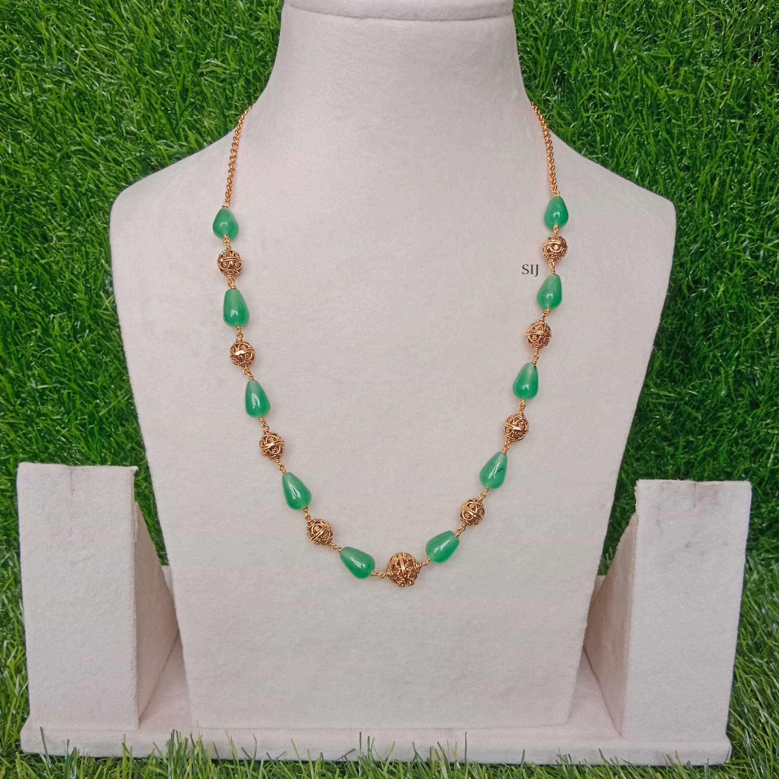 Imitation Green and Antique Beads Mala