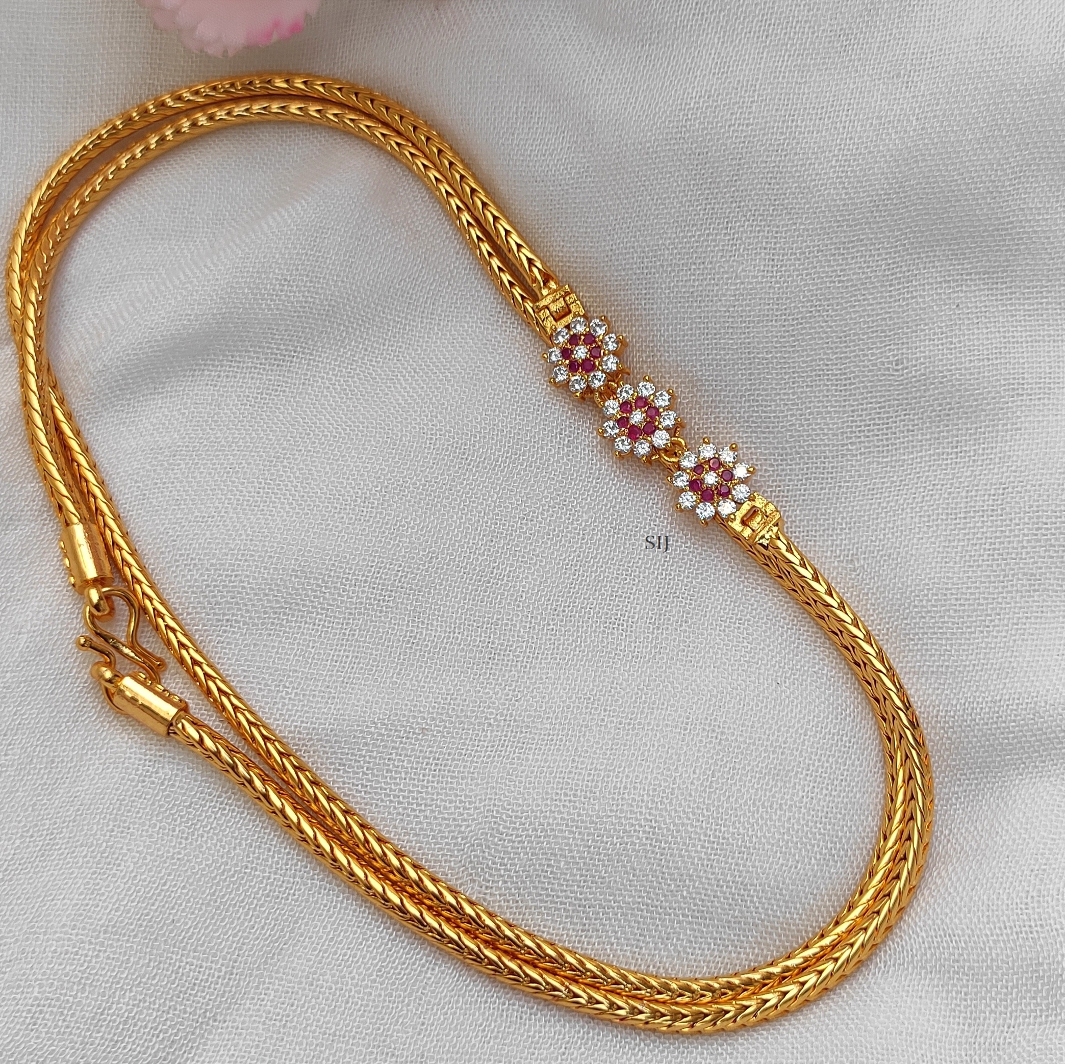 Traditional Mugappu Chain with AD Stones Flower Design